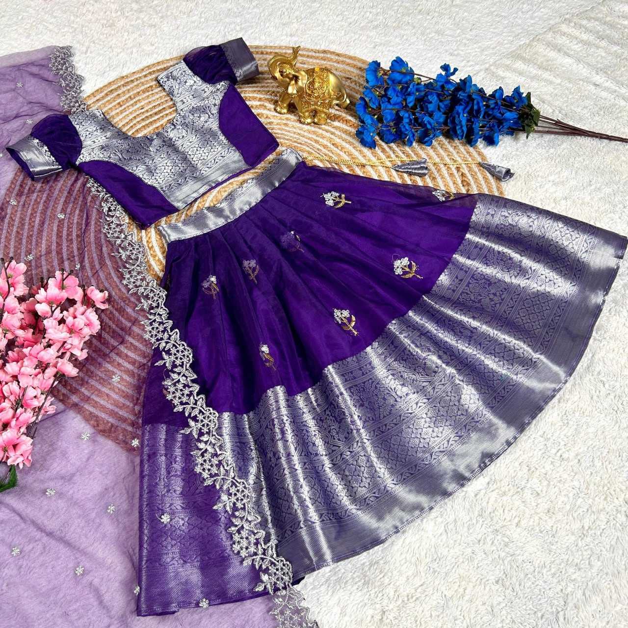 Organza Rin115 Ref50 Kids Wear  Kids Lehengas Kids Ethnic Wear Kids Traditonal Outfits Kids Festive Kids Diwali Clothes Baby Girl Lehengas