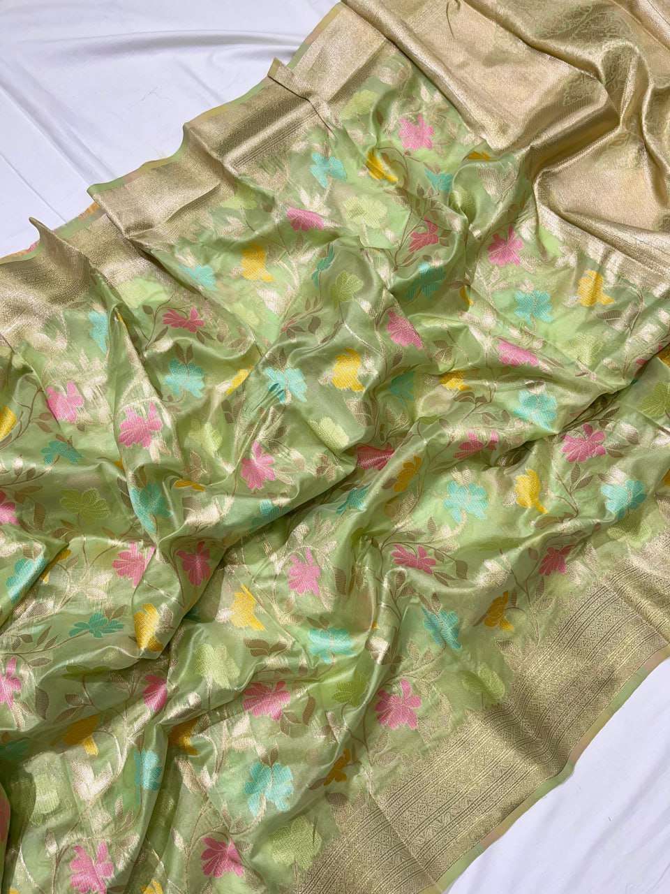 Organza Rin116 Rew25 Sarees  Organza Printed Zari Border Sarees