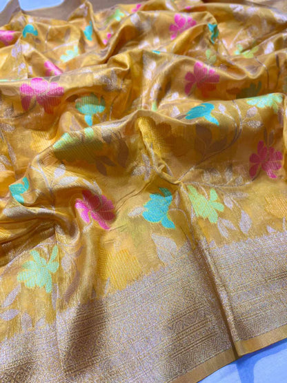 Organza Rin116 Rew25 Sarees  Organza Printed Zari Border Sarees