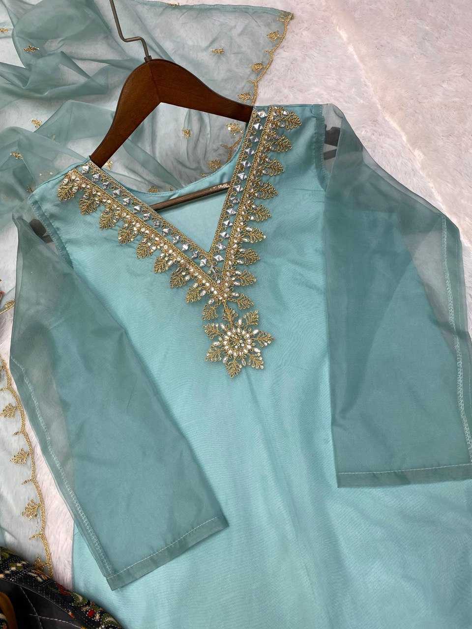 Organza Rin141 1743 Suits  Embroidery Ladies Silk Party Wear Zari Work Suits