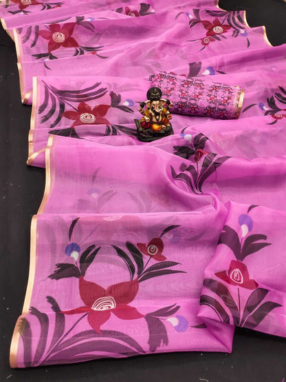 Organza Rin183 Vrinda Sarees  Organza Printed Ladies Sarees