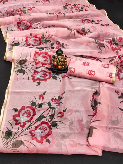 Organza Rin183 Vrinda Sarees  Organza Printed Ladies Sarees