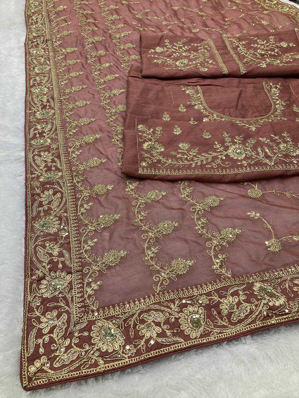 Organza Rin188 Nirma3 Sarees  Organza Work Embroidered Diwali Collections Wedding Sarees