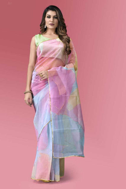 Organza Rin202 527 Sarees  Organza Fancy Printed Lace Border Sarees