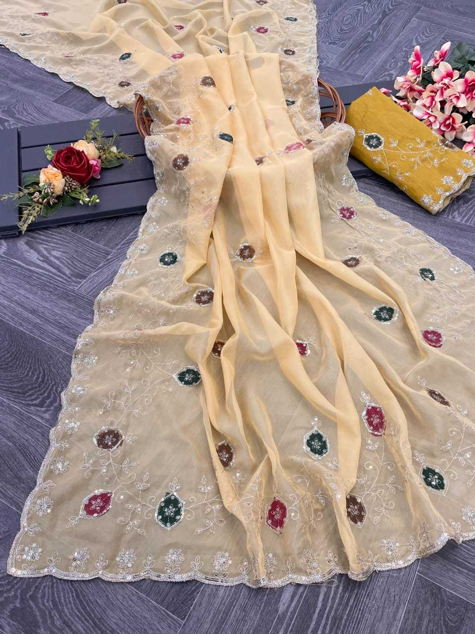 Organza Rjk 54 Sarees  Organza Party Wear Fancy Sarees