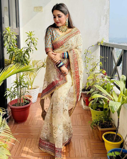 Organza Rrs 17 Sarees  Organza Fancy Embroidered Sarees