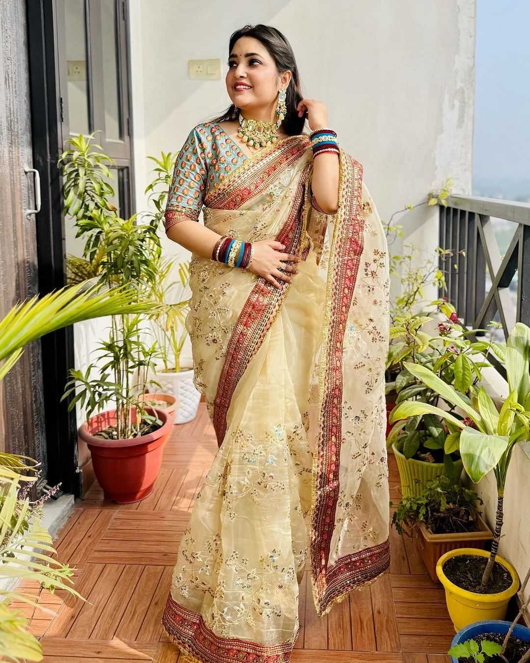 Organza Rrs 17 Sarees  Organza Fancy Embroidered Sarees