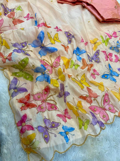 Organza Rrs Butterfly Sarees  Organza Fancy Hand Work Sarees