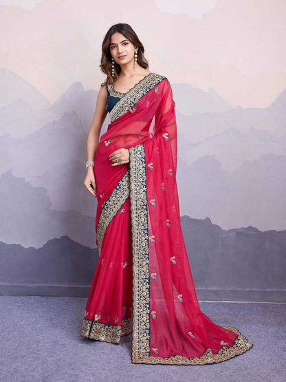 Organza Rvl Amruta Sarees  Organza Sequin Embroidered Sarees