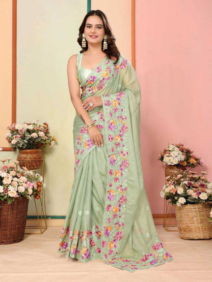 Organza Rvl Devika Sarees  Party Wear Fancy Organza Sarees