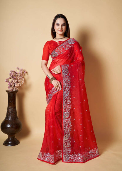 Organza Rvsg Idika Sarees  Organza Fancy Sequence Sarees