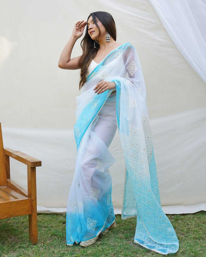 Organza  Sarees Rvsg Nusrat Sequence  Saree