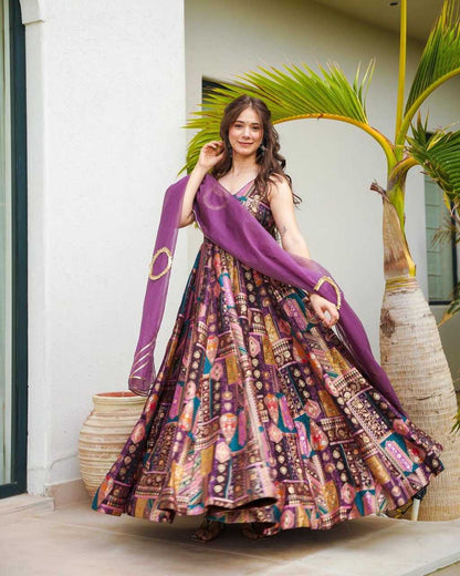 Organza Silk Kesh154 222 Gowns  Printed Fancy Anarkali Party Long Diwali Collections Gowns