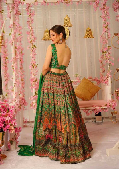 Organza Silk Kesh154 258 Lehengas  Fancy Silk Printed Lehengas