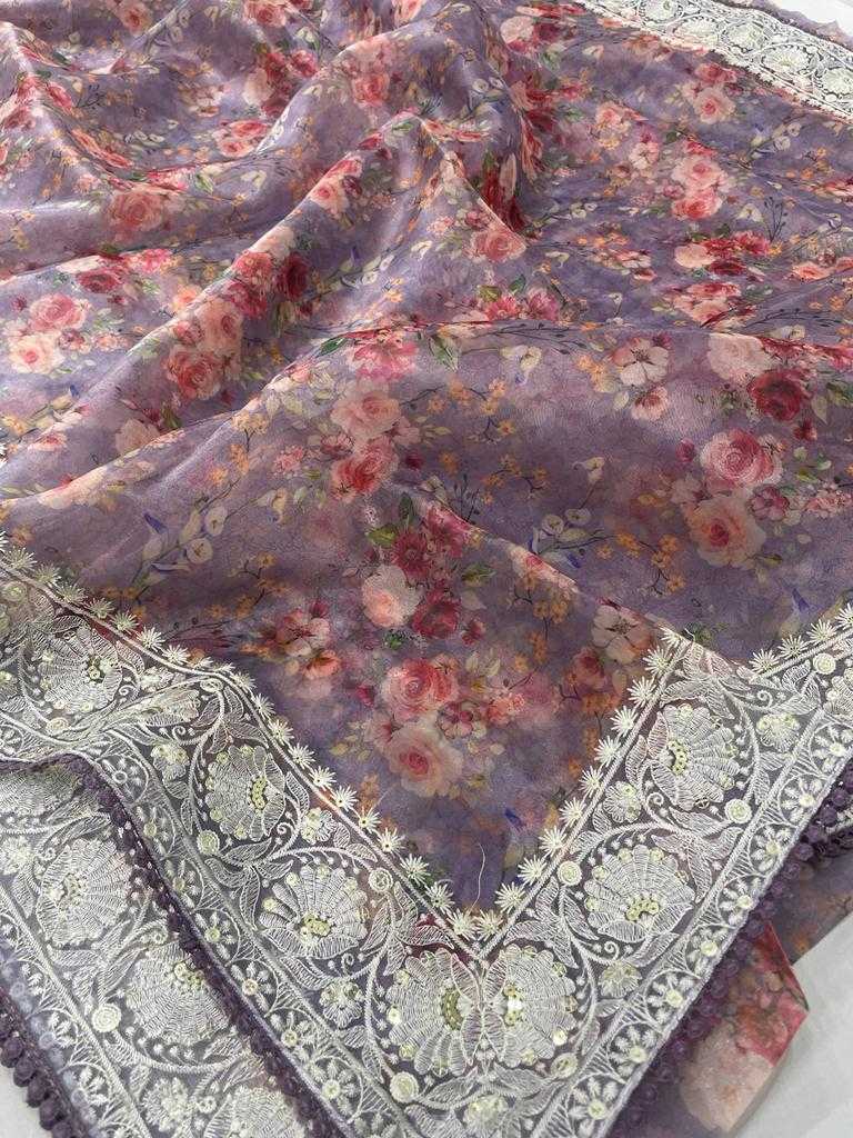 Organza Silk Kesh165 Rbn03 Sarees  Organza Printed Sequence Embroidered Sarees