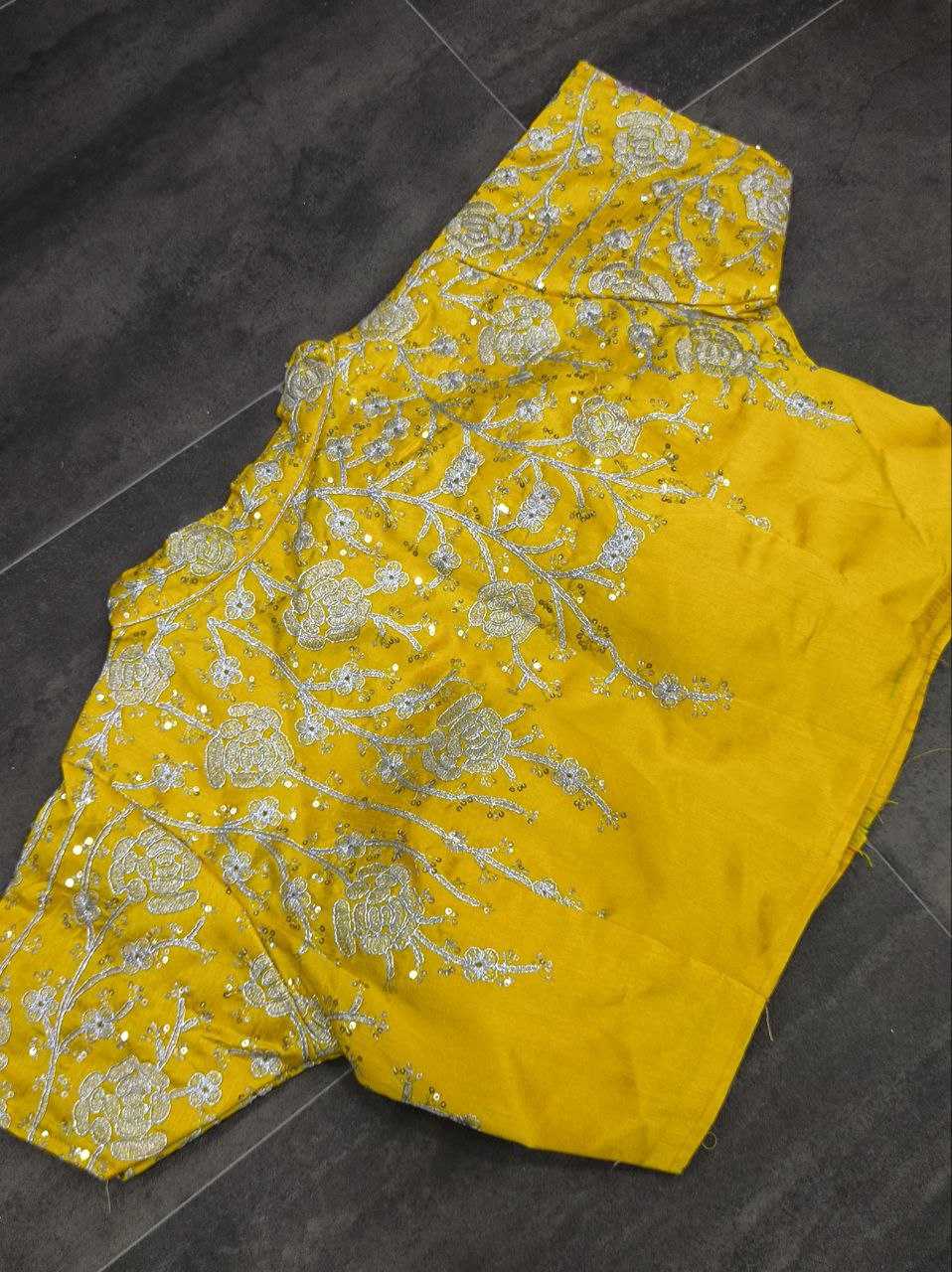 Organza Silk Kesh188 9202 Sarees  Organza Sequence Embroidered Silk Sarees With Blouse Yellow Sarees