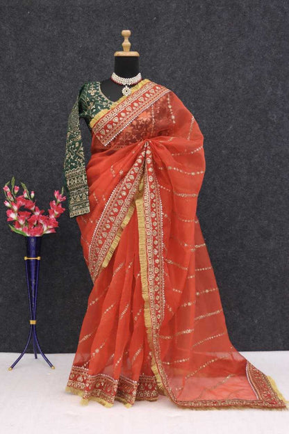 Organza Silk Kesh189 Janvi Sarees  Organza Sequence Janhavi Kappor Silk Zari Sarees