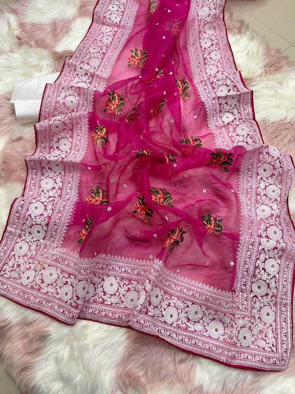 Organza Silk Mpl Patralekha Sarees  Organza Chikan Viscose Sarees