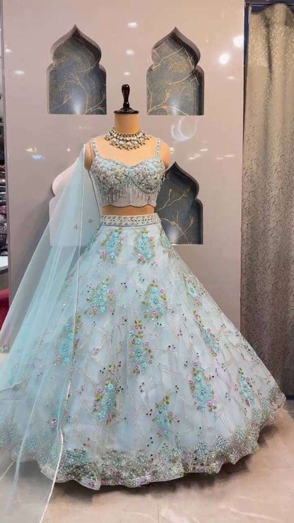 Organza Silk Rin108 1593 Lehengas  Fancy Embroidered Lehengas