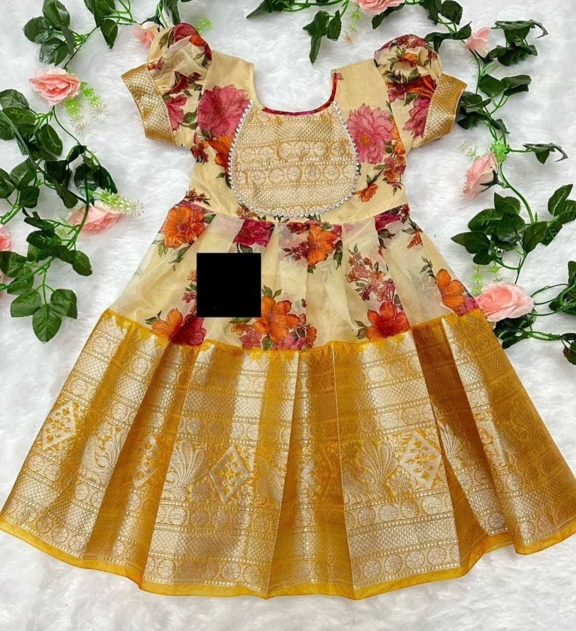 Organza Silk Rpvr Self Kids Wear  Kids Gowns