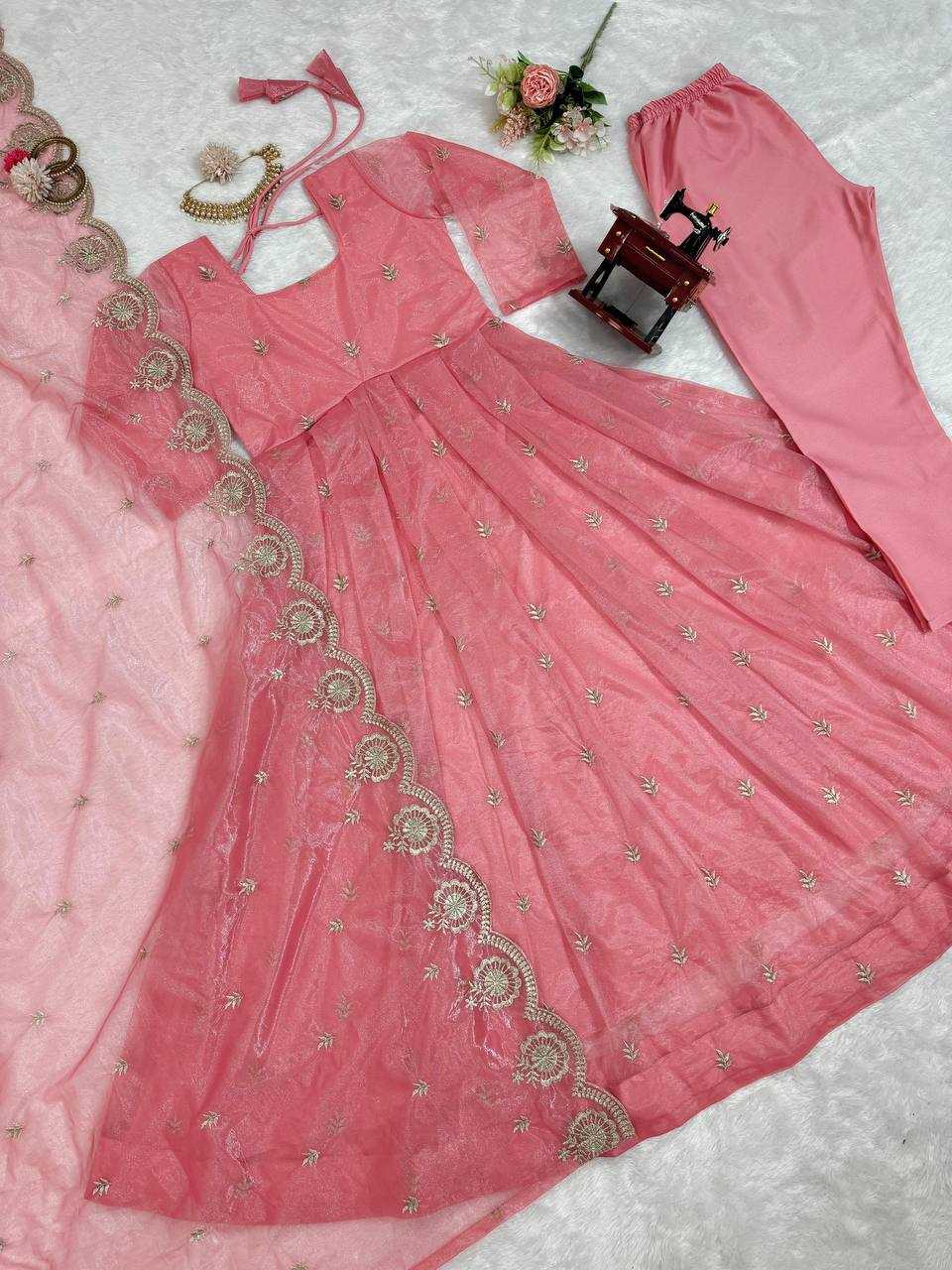 Organza Silk Rin169 5733 Gowns  Fancy Anarkali Rakhi Gowns