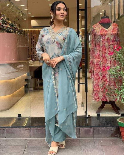 Organza Smc Rayon Suits & Dresses  Ladies Dresses Printed Suits