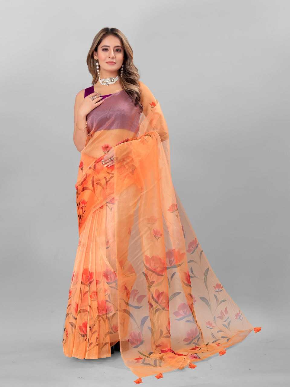 Organza Srrt Organza Digital Sarees  Printed Ladies Organza Sarees