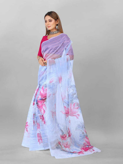 Organza Srrt Organza Digital Sarees  Printed Ladies Organza Sarees