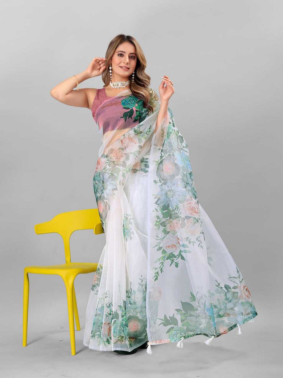 Organza Srrt Organza Digital Sarees  Printed Ladies Organza Sarees