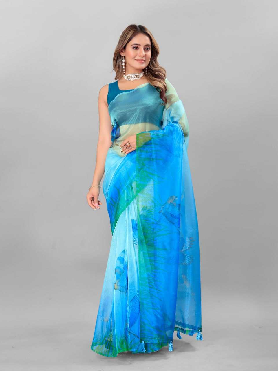 Organza Srrt Organza Digital Sarees  Printed Ladies Organza Sarees