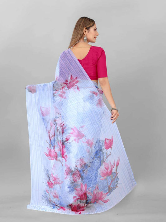 Organza Srrt Organza Digital Sarees  Printed Ladies Organza Sarees