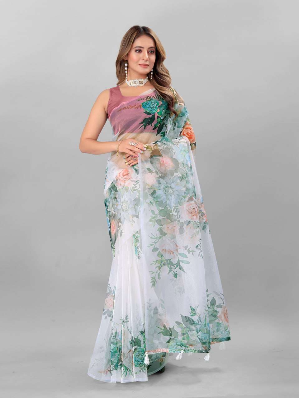 Organza Srrt Organza Digital Sarees  Printed Ladies Organza Sarees