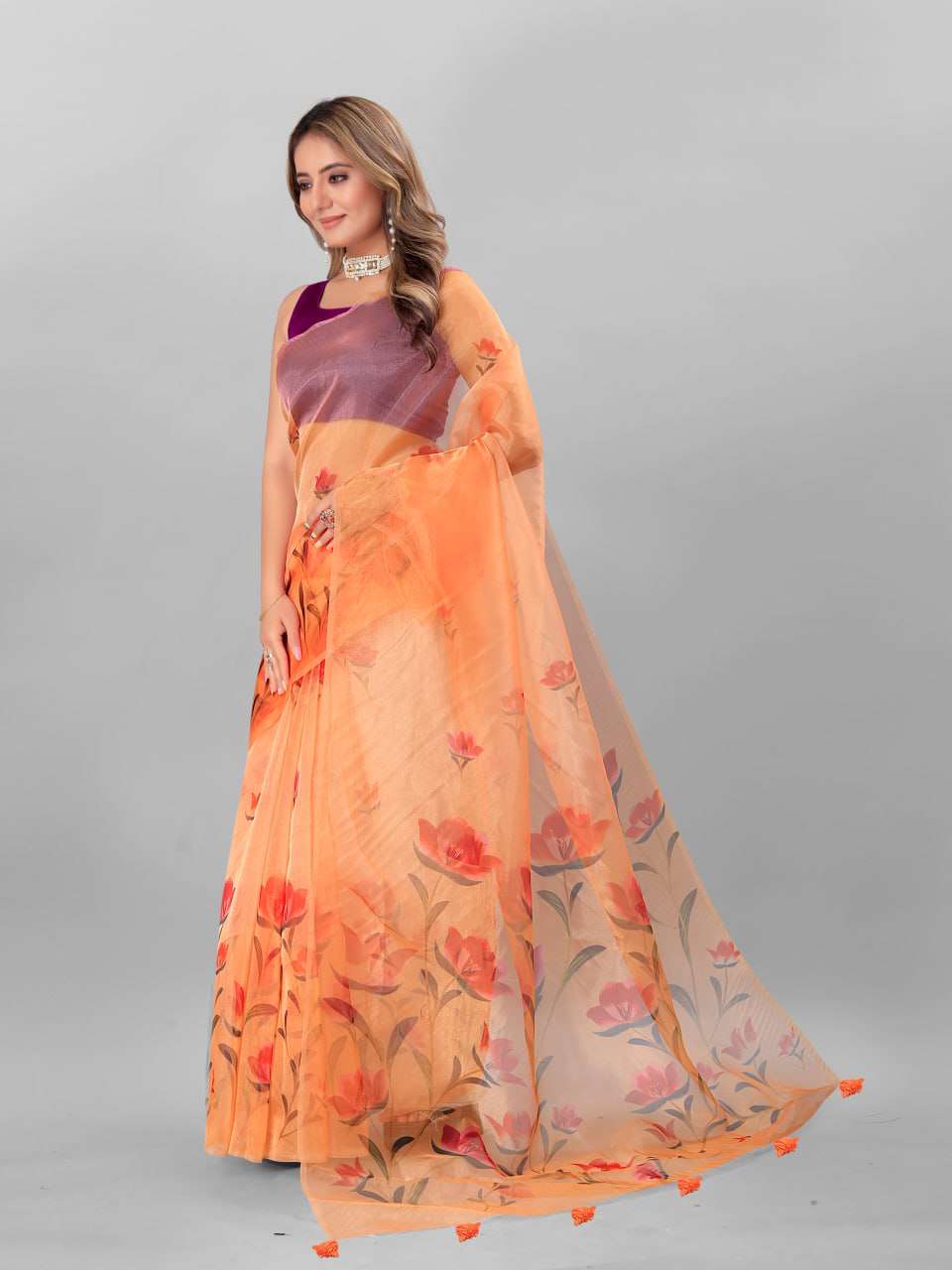 Organza Srrt Organza Digital Sarees  Printed Ladies Organza Sarees