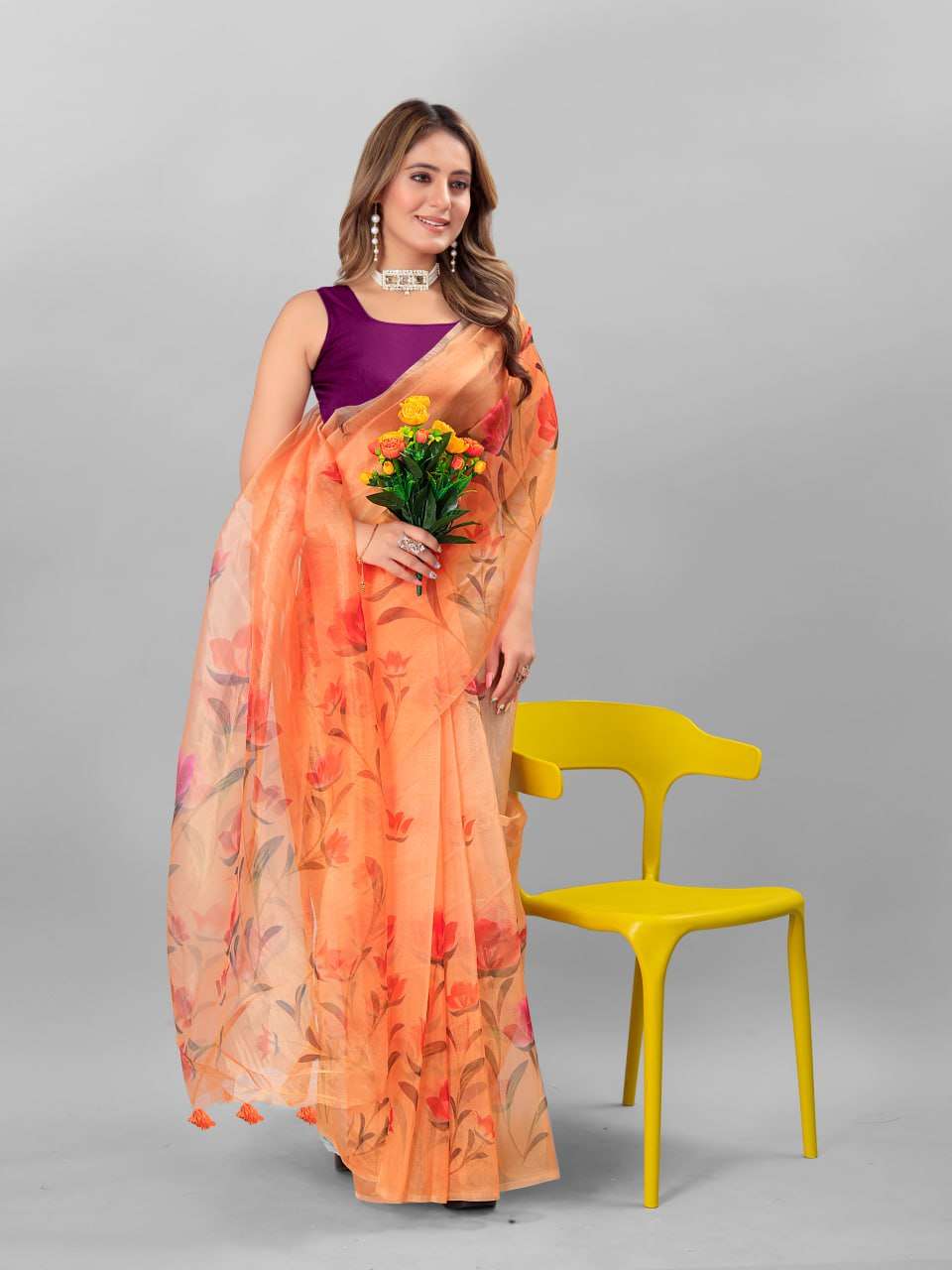 Organza Srrt Organza Digital Sarees  Printed Ladies Organza Sarees