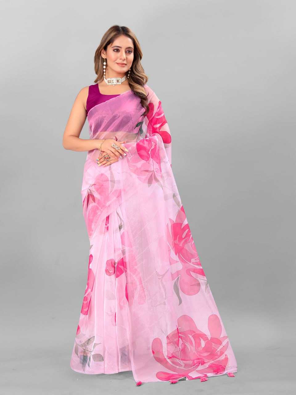 Organza Srrt Organza Digital Sarees  Printed Ladies Organza Sarees