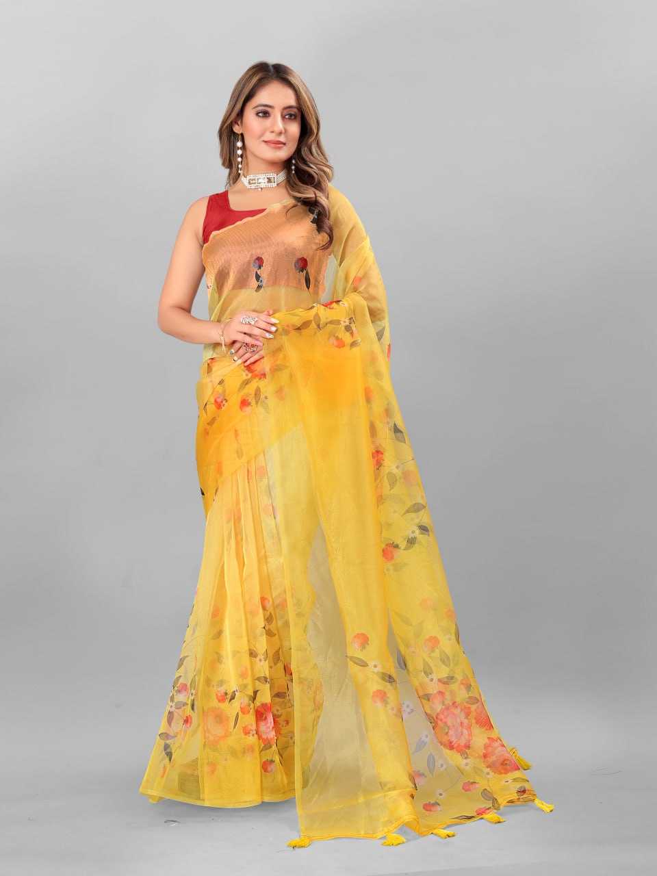 Organza Srrt Organza Digital Sarees  Printed Ladies Organza Sarees