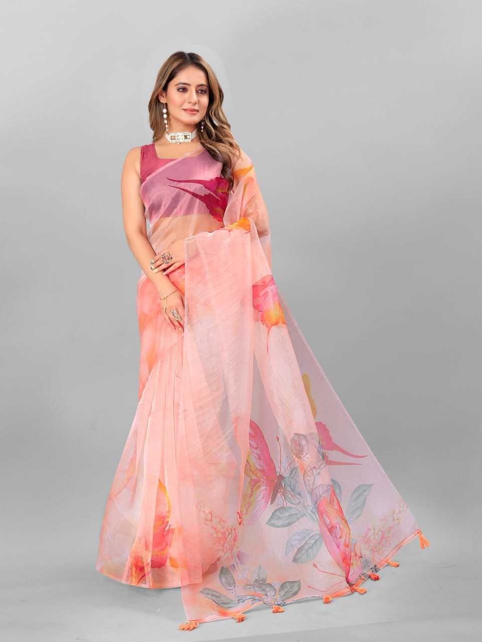 Organza Srrt Organza Digital Sarees  Printed Ladies Organza Sarees