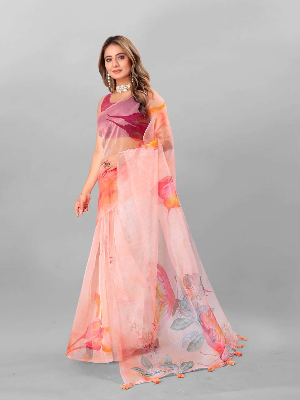 Organza Srrt Organza Digital Sarees  Printed Ladies Organza Sarees