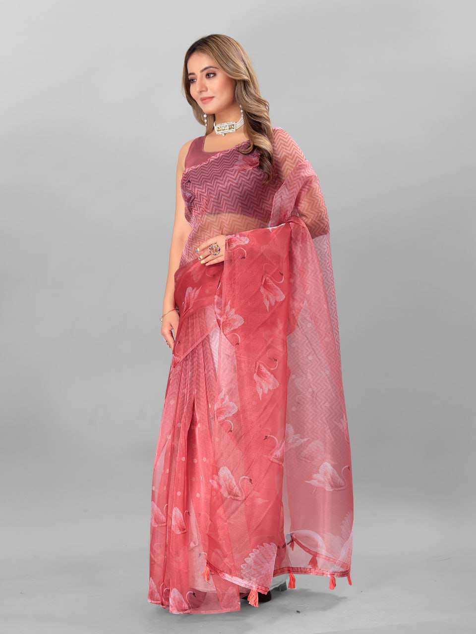 Organza Srrt Organza Digital Sarees  Printed Ladies Organza Sarees