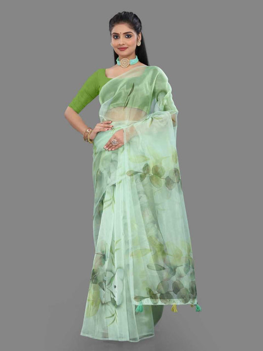 Organza Srrt Organza Digital Sarees  Printed Ladies Organza Sarees