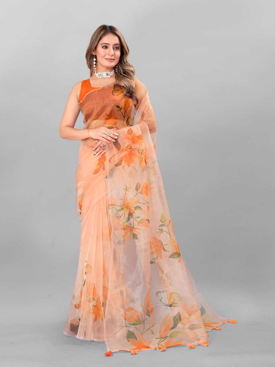 Organza Srrt Organza Digital Sarees  Printed Ladies Organza Sarees