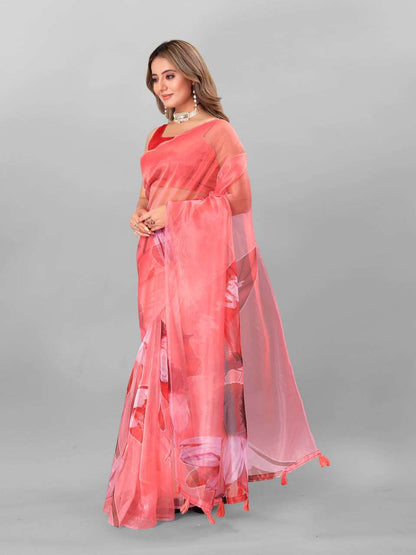 Organza Srrt Organza Digital Sarees  Printed Ladies Organza Sarees