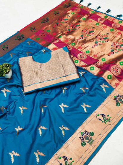 Paitahni Silk Rin150  Love Bird Silk Sarees  Paithani Soft Silk Traditional Silk Pure Zari Silk Sarees