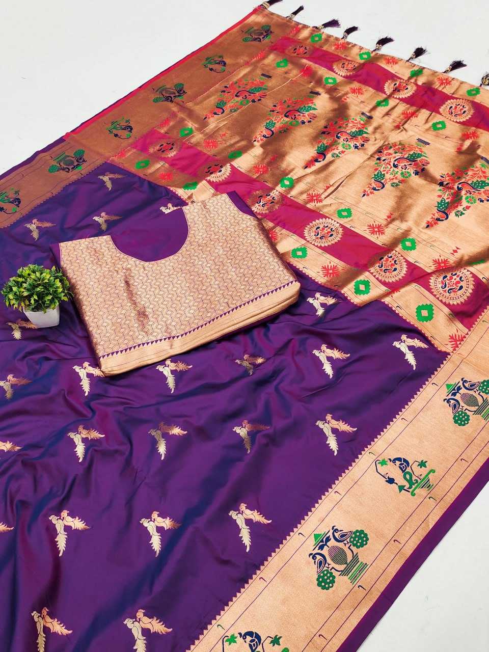 Paitahni Silk Rin150  Love Bird Silk Sarees  Paithani Soft Silk Traditional Silk Pure Zari Silk Sarees