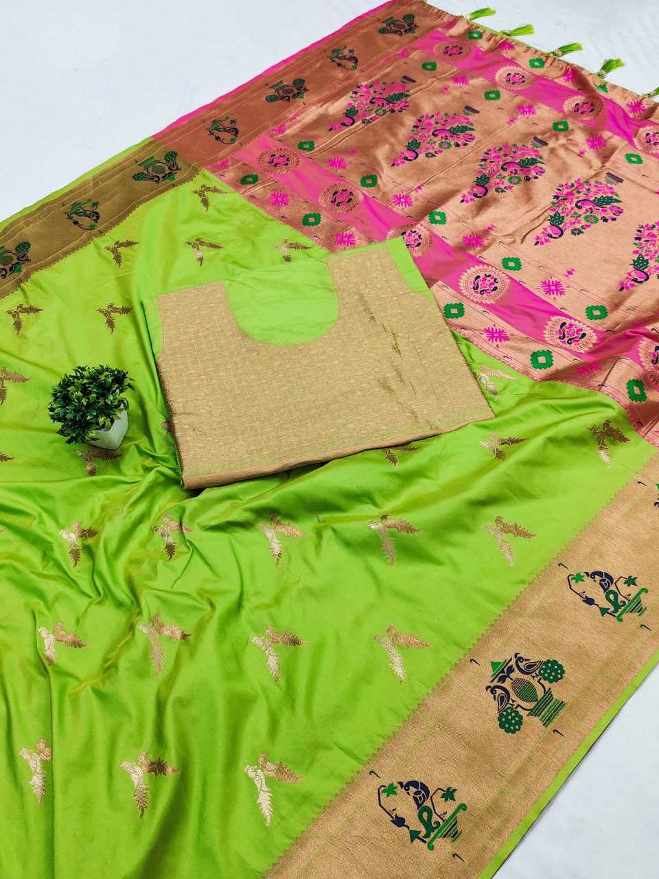 Paitahni Silk Rin150  Love Bird Silk Sarees  Paithani Soft Silk Traditional Silk Pure Zari Silk Sarees