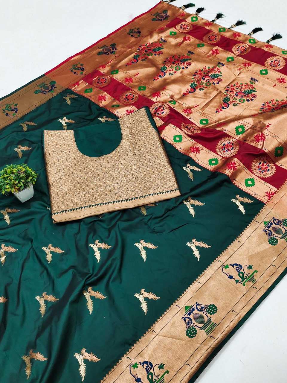 Paitahni Silk Rin150  Love Bird Silk Sarees  Paithani Soft Silk Traditional Silk Pure Zari Silk Sarees