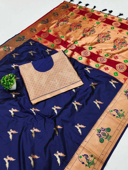 Paitahni Silk Rin150  Love Bird Silk Sarees  Paithani Soft Silk Traditional Silk Pure Zari Silk Sarees