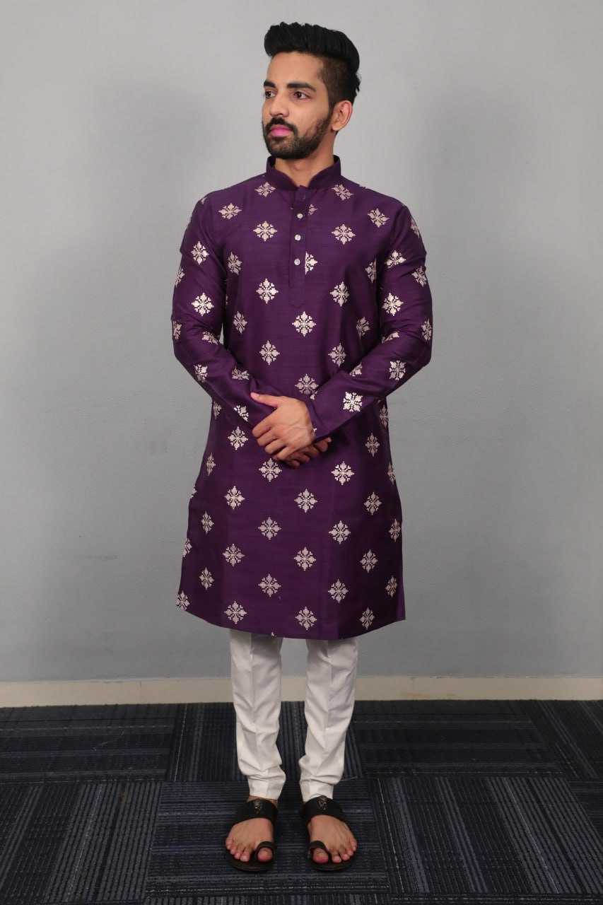 Parbon Silk Rin111 Golden Flower Mens Wear  Mens Kurta Pyjama Silk Kurta