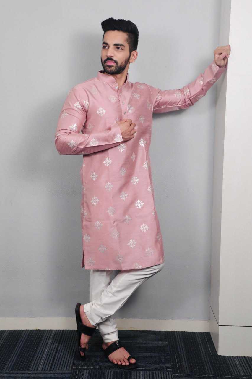 Parbon Silk Rin111 Golden Flower Mens Wear  Mens Kurta Pyjama Silk Kurta