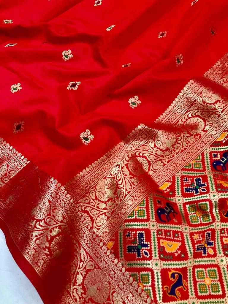 Patola Silk Kesh182 Seltos Silk Sarees  Soft Silk Traditional Silk Patola Kanchipuram Silk Pure Silk Sarees With Gold Border